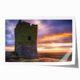 Stunning landscape print depicting a majestic castle surrounded by lush greenery, rolled for easy transport and display in a protective tube. Ideal for home decor.