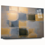 Abstract geometric acrylic glass design in vibrant colors, showcasing a side view with smooth edges and modern aesthetics, perfect for contemporary decor.