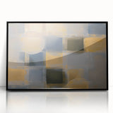 Framed acrylic wall art featuring an abstract geometric design in black, showcasing sharp angles and a modern aesthetic, ideal for contemporary home decor.