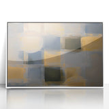 Abstract geometric framed acrylic artwork in white, showcasing sharp angles and dynamic shapes that enhance modern decor, perfect for contemporary spaces.