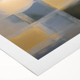 Abstract geometric rolled canvas art showcasing vibrant colors and intricate shapes, ideal for modern home decor. Packaged securely in a protective cardboard tube.