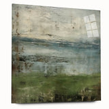Abstract landscape wall art displayed in a side view, featuring vibrant colors and a modern acrylic glass finish, ideal for enhancing contemporary home decor.
