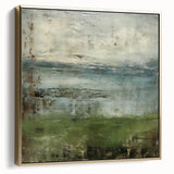 Framed abstract landscape wall art featuring a blend of silver and gold tones, showcasing a modern design that enhances contemporary decor.