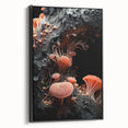 Black and white framed canvas featuring a close-up landscape painting, ideal for bedroom wall decor.