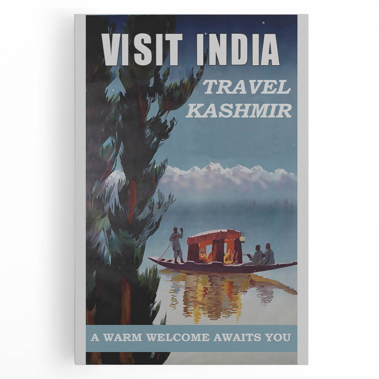 Visit India Kashmir Retro Wall Art – Vintage Travel Poster