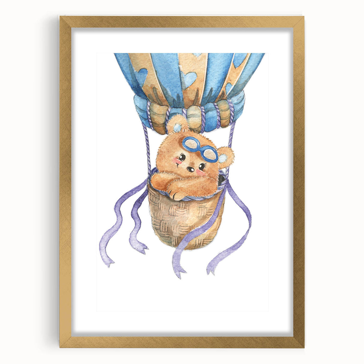 Hot Air Balloon Bear - Nursery Wall Art for Baby Room Decor