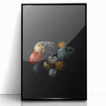 Large abstract wall art depicting fall colors in mid-century modernist style, framed in black acrylic.