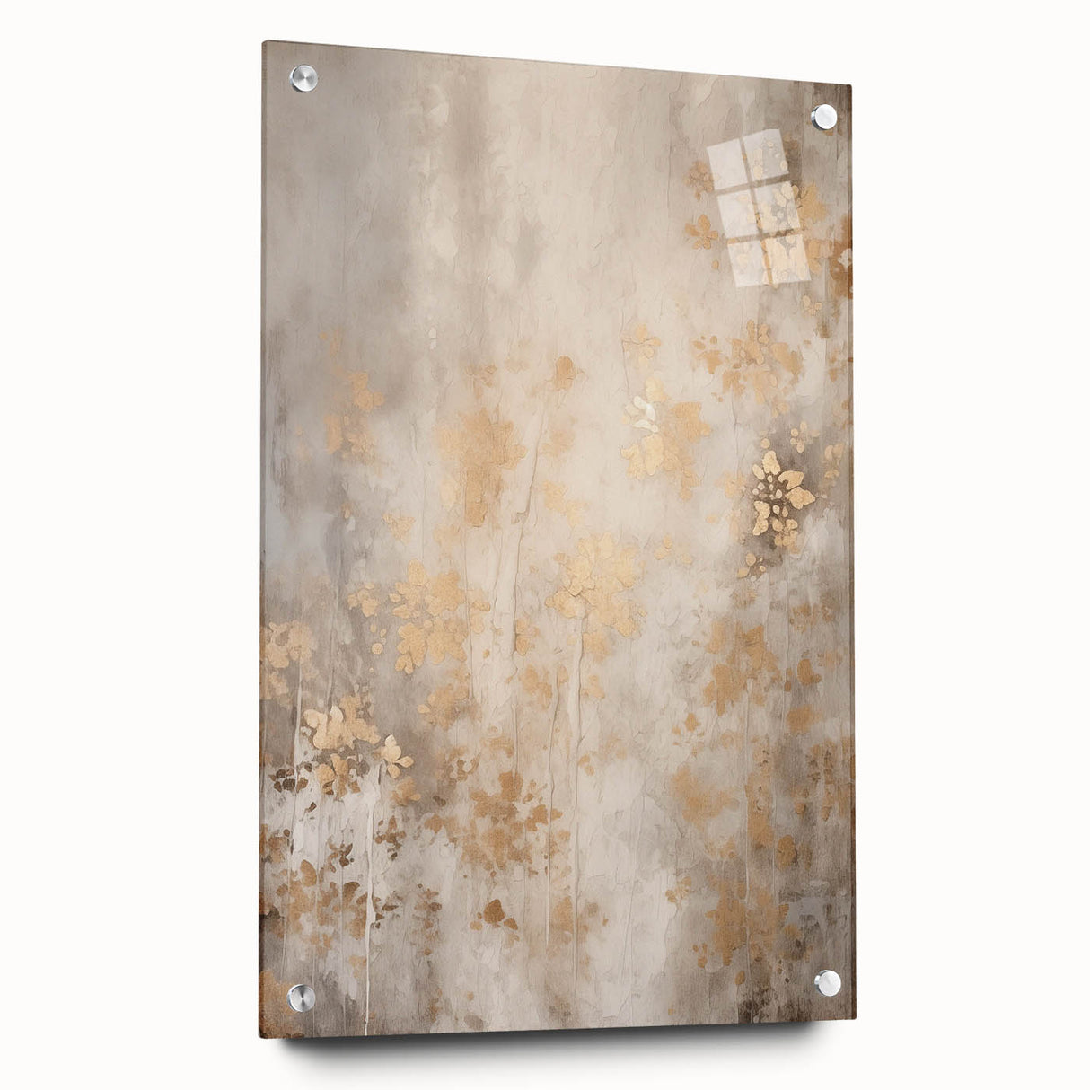 Large abstract wall art depicting winter season in muted blue and white tones on acrylic glass.