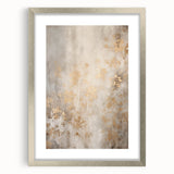 Textured abstract art print in cool blue and white tones, framed with a silver mat, suitable for bedroom decor.