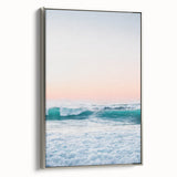 Framed canvas depicting a vintage landscape painting with vibrant summer hues, ideal for enhancing a living room or study.