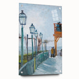 Acrylic print of Van Gogh's Starry Night with vibrant blues and yellows, ideal for bedroom or dining room decor.