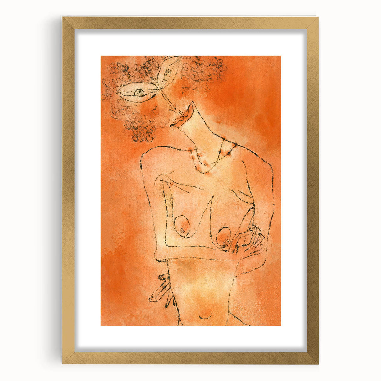 Modern Wall Art - Abstract Lady Design in Warm Earthy Orange Tones