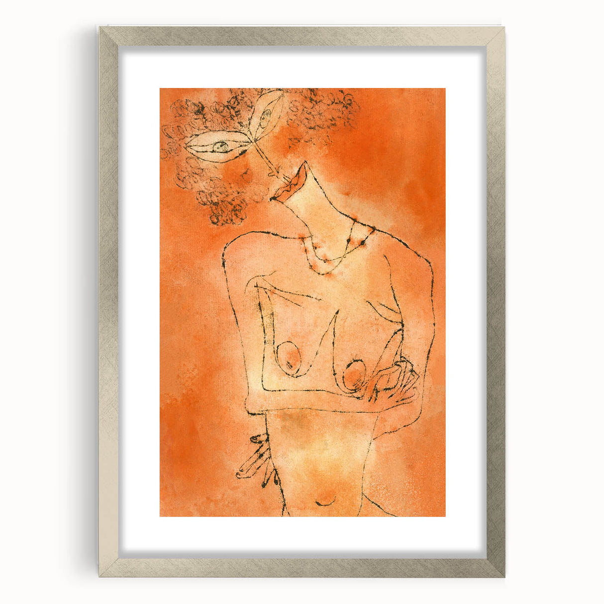 Modern Wall Art - Abstract Lady Design in Warm Earthy Orange Tones