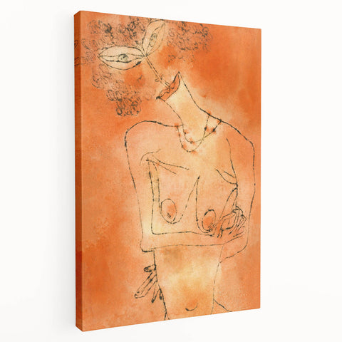 Modern Wall Art - Abstract Lady Design in Warm Earthy Orange Tones