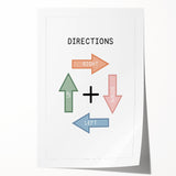Directions Typography Art Print – Up, Down, Left, Right Wall Art