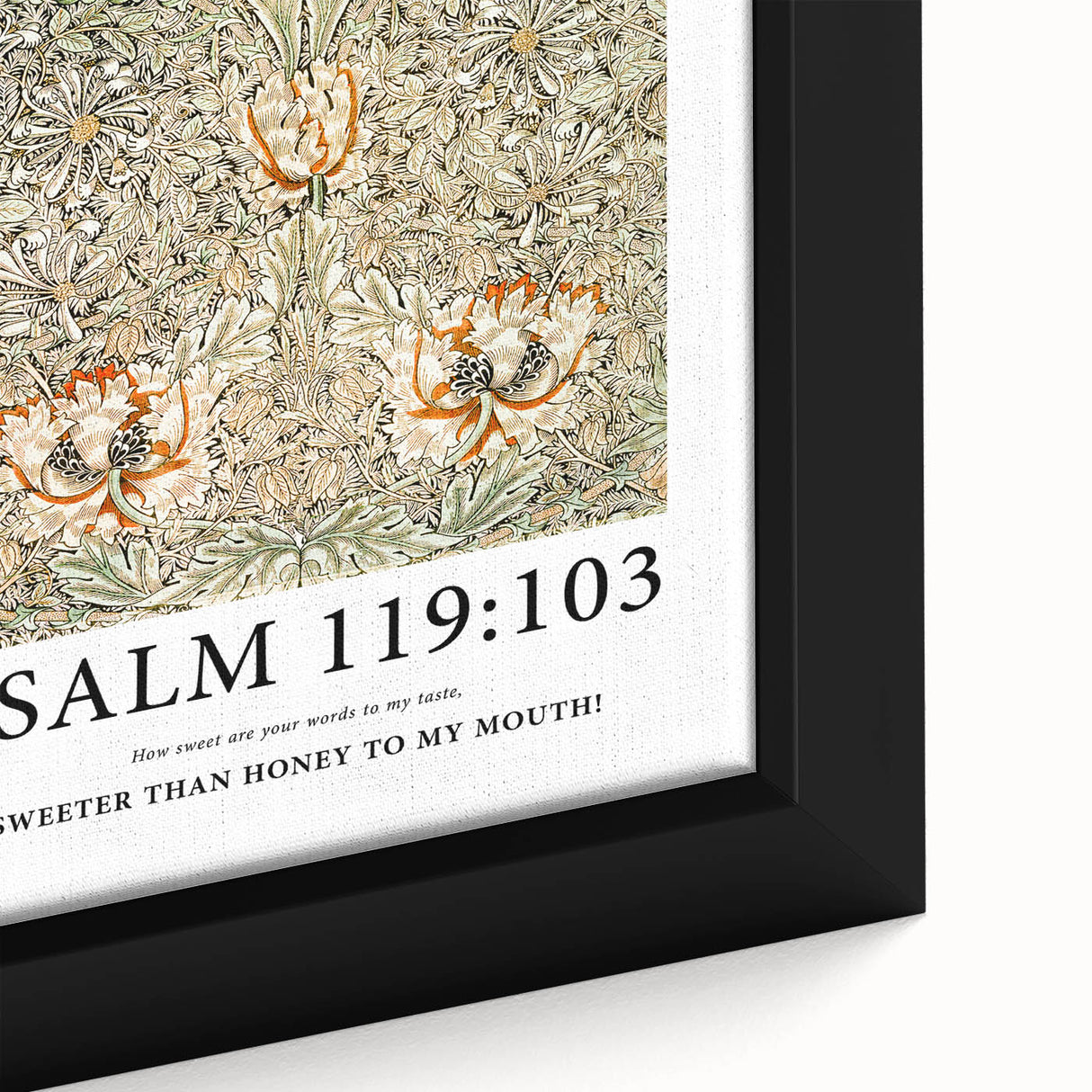 Biblical Typography Wall Art - Psalm 119:103 Floral Canvas Print