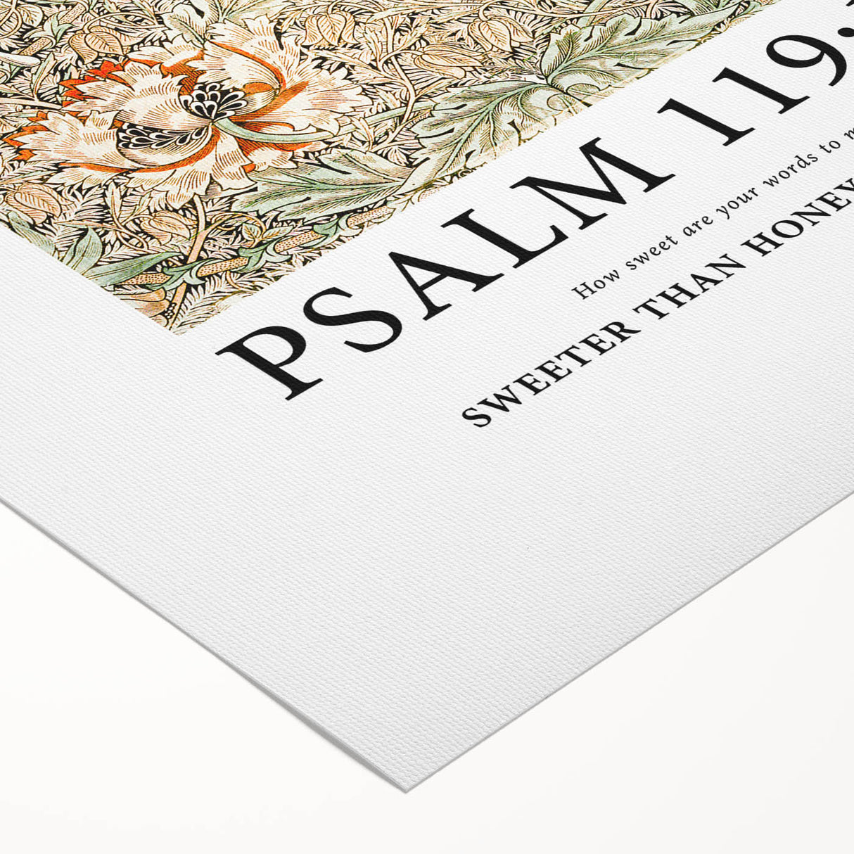Biblical Typography Wall Art - Psalm 119:103 Floral Canvas Print