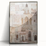 Framed abstract architecture wall art featuring sleek silver tones and geometric patterns, perfect for modern home decor. Showcases an elegant front view, enhancing contemporary interiors.