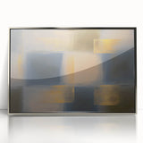 Framed abstract geometric artwork in silver tones, showcasing a modern design with sharp angles and clean lines, perfect for contemporary home decor.