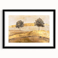 Abstract landscape wall art framed in black with a mat, showcasing vibrant colors and intricate patterns, perfect for modern home decor and artistic flair.