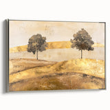Framed abstract landscape wall art in silver, showcasing a serene blend of soft blues and greens, perfect for modern decor. Ideal for enhancing living spaces with elegance.