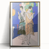 Art Deco Wall Art - Elegant Women with Cigarette Holders in Garden Scene