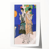 Art Deco Wall Art - Elegant Women with Cigarette Holders in Garden Scene