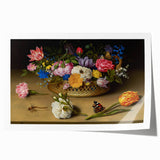 Baroque Art Print - Vibrant Floral Still Life with Butterflies