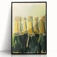 Large abstract wall art featuring geometric shapes in muted earth tones, framed in black acrylic.