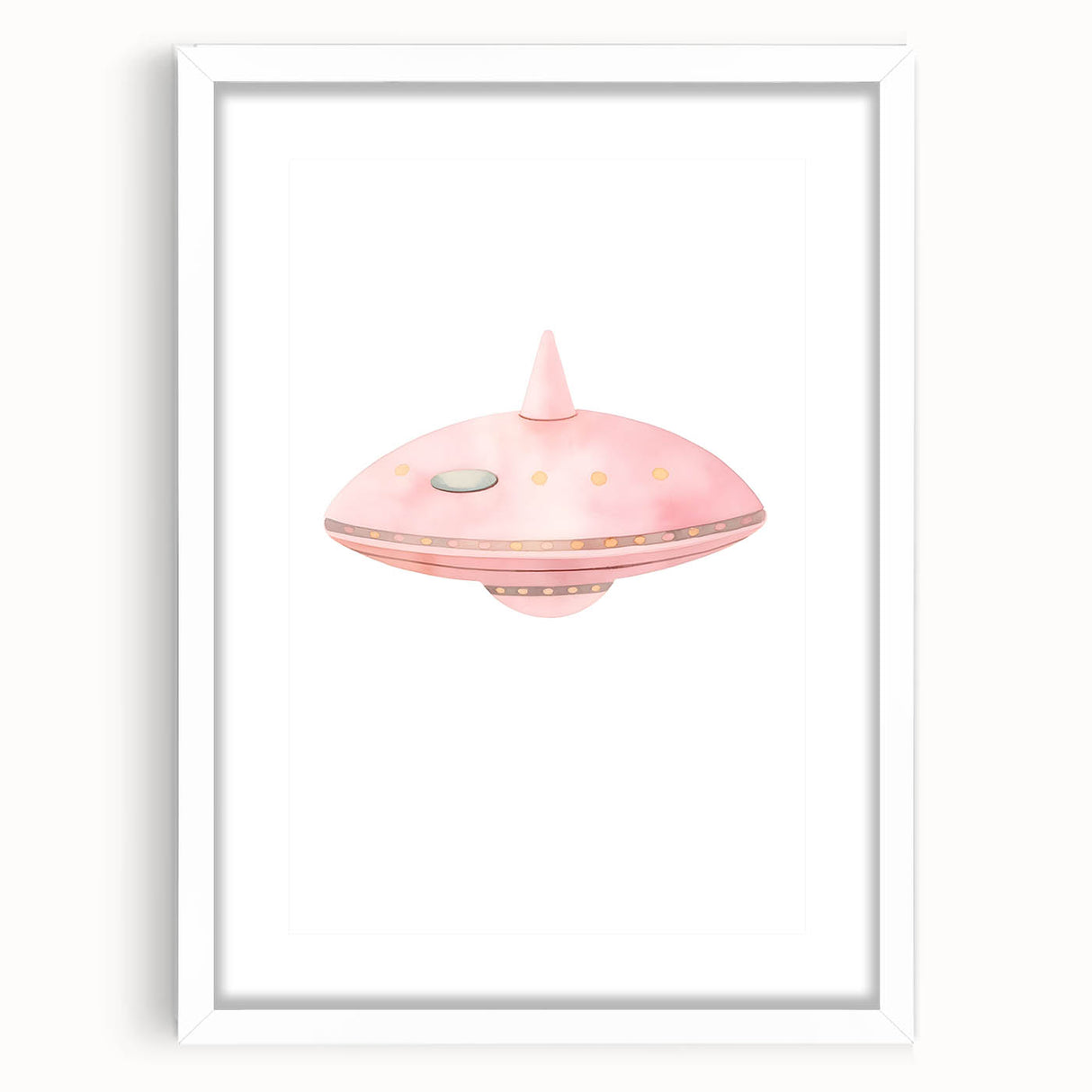 Playroom Wall Art - Cute Pink Spaceship Kids Room Decor