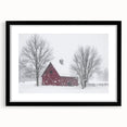 Black-framed barn landscape design showcasing a rustic, serene scene with a mat, perfect for home decor. Ideal for enhancing farmhouse aesthetics and cozy interiors.