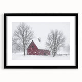 Black-framed barn landscape design showcasing a rustic, serene scene with a mat, perfect for home decor. Ideal for enhancing farmhouse aesthetics and cozy interiors.