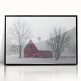 Framed acrylic landscape artwork showcasing a picturesque barn scene, featuring rich colors and intricate details, ideal for enhancing home decor with rustic charm.