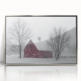 Framed acrylic landscape artwork showcasing a serene barn scene with silver accents, ideal for enhancing home décor and adding rustic charm. Perfect for art enthusiasts and interior design lovers.