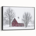 Landscape barn-framed canvas showcasing a rustic black design, highlighting its elegant side profile and textured surface, perfect for home decor enhancement.
