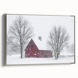 Landscape barn-framed canvas art showcasing a serene countryside scene, featuring vibrant colors and intricate details, set against a silver frame for elegant display.