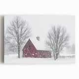 Stretched canvas displaying a vibrant landscape barn scene with rich colors and intricate details, ideal for enhancing rustic home decor and art collections.