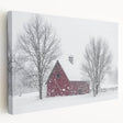 Stretched canvas showcasing a vibrant landscape barn scene with rich colors and intricate details, perfect for home decor or rustic-themed interiors.
