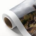 Landscape countryside wall art on rolled canvas, showcasing vibrant green fields and a serene blue sky, perfect for home decor and nature enthusiasts.