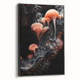 Black and white landscape art painting on framed canvas, depicting natural close-ups, ideal for bedroom wall art.