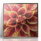Mid-century modernist floral design in silver frame, featuring soft pastel colors, ideal for nursery wall art.