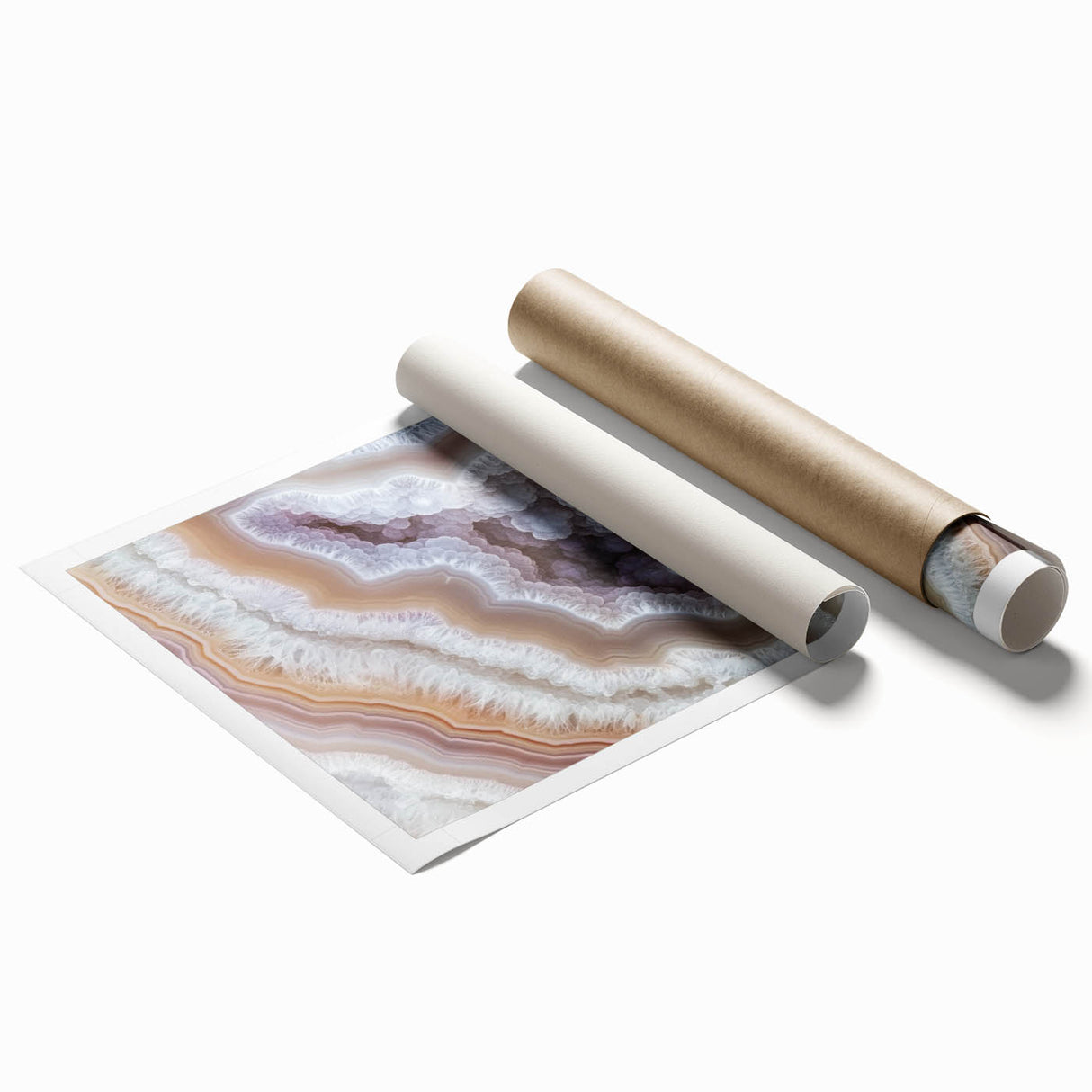 Extra large rolled print of close-up floral elements in soft pastel shades, suitable for classy bathroom wall art.