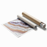 Extra large rolled print of close-up floral elements in soft pastel shades, suitable for classy bathroom wall art.