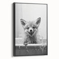 Playful Fox Bathroom Wall Art - Fun Black and White Bathroom Decor