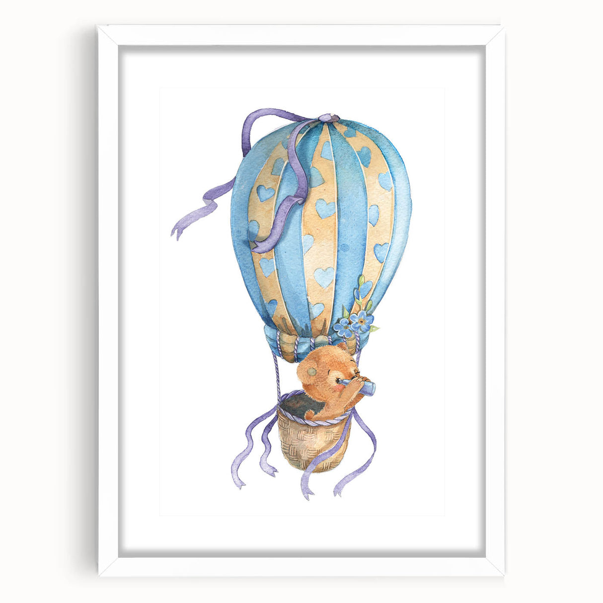 Adventure Bear Nursery Art - Framed Baby Room Wall Decor