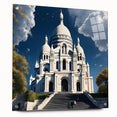 Acrylic glass print of a large abstract depiction of Paris, featuring pastel shades, ideal for dining room art.