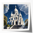 Extra large rolled print of Paris scenery with pastel floral elements, ideal for art wall dining room.