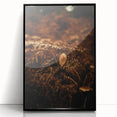 Large abstract wall art depicting fall seasons in mid-century modernist style.