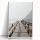 Art deco poster featuring a summer scene in pastel shades on white framed acrylic, suitable for nursery wall art.