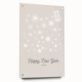 Large abstract wall art of winter scene on acrylic glass, featuring subdued blue and white tones.